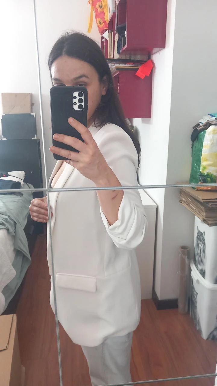 Blazer blanco sin botones, Zara, talla M | Veste blanche fluide – photo 10